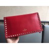 Valentino Rockstud Medium Clutch In Red Calfskin  129