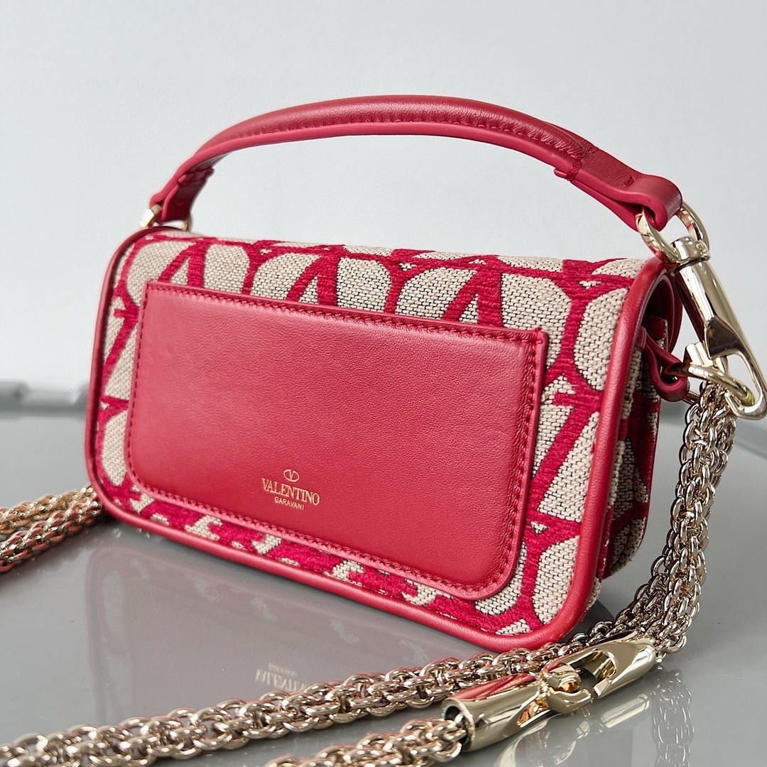 Valentino Small Loco Shoulder Bag in Red Toile Iconographe 193