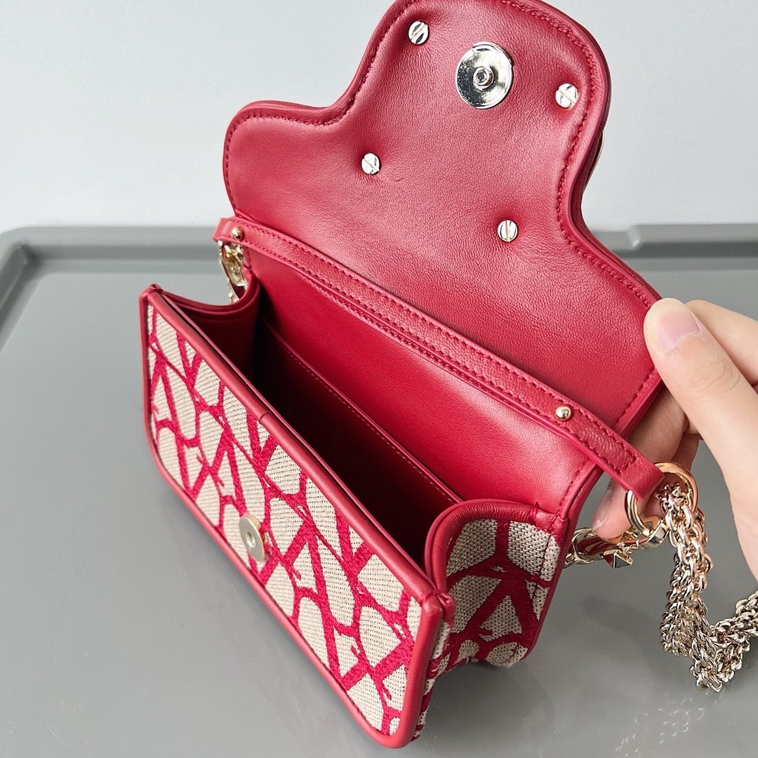 Valentino Small Loco Shoulder Bag in Red Toile Iconographe 193