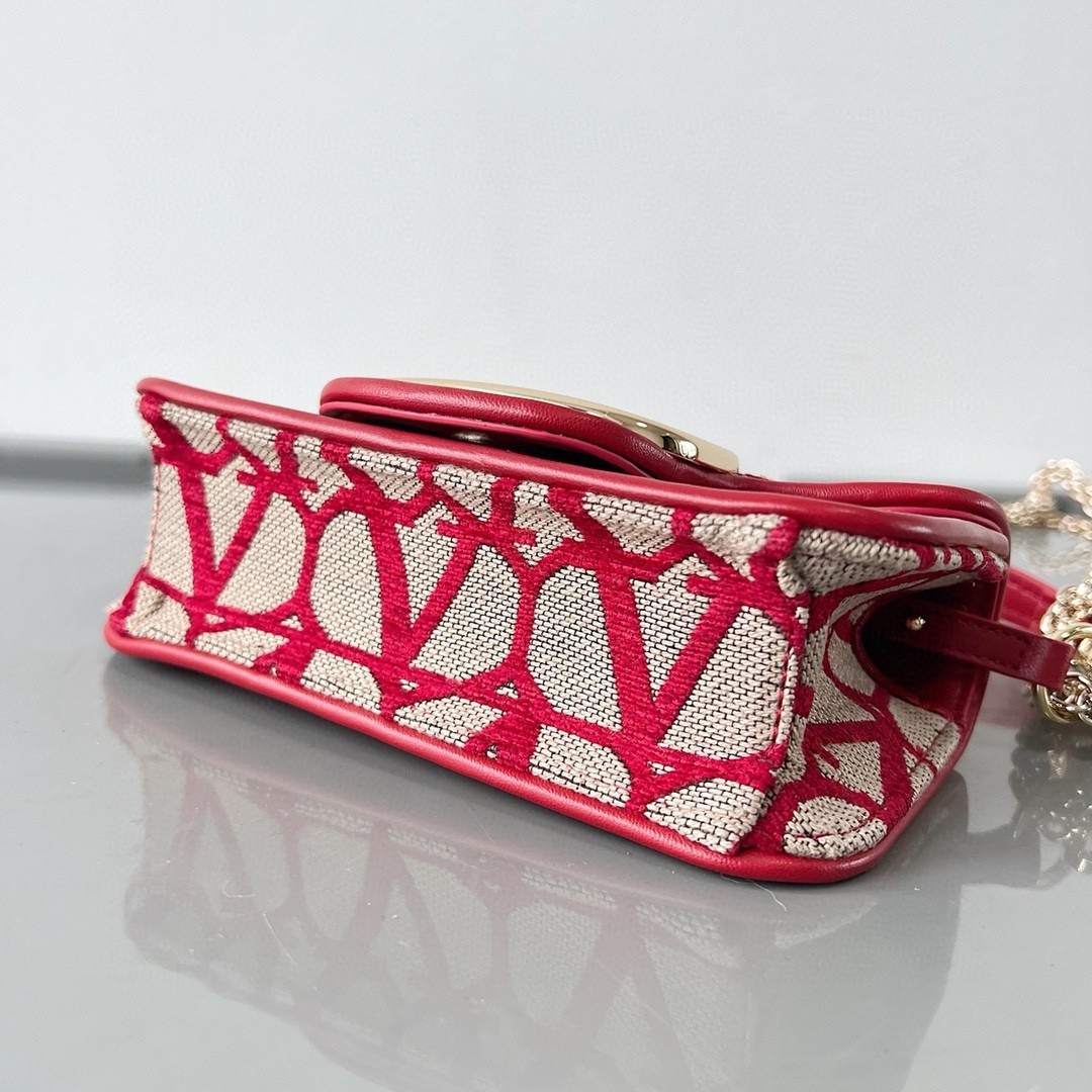 Valentino Small Loco Shoulder Bag in Red Toile Iconographe 193