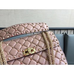 Valentino Rockstud Spike Medium Bag In Poudre Nappa Leather 275