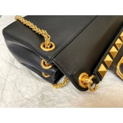 Valentino Stud Sign Shoulder Bag In Black Nappa Leather 312