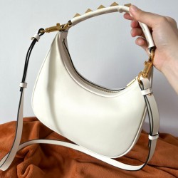 Valentino Stud Sign Hobo Bag In White Calfskin 354