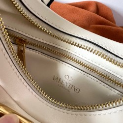 Valentino Stud Sign Hobo Bag In White Calfskin 354