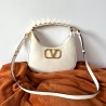 Valentino Stud Sign Hobo Bag In White Calfskin 354