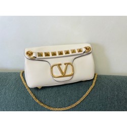 Valentino Stud Sign Shoulder Bag In White Nappa Leather 424