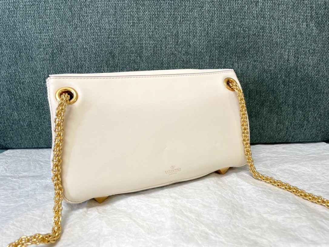 Valentino Stud Sign Shoulder Bag In White Nappa Leather 424