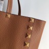 Valentino Roman Stud Tote Bag In Brown Grainy Calfskin 467