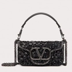 Valentino Small Loco Shoulder Bag with Black Crystals 543