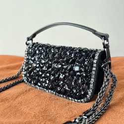 Valentino Small Loco Shoulder Bag with Black Crystals 543