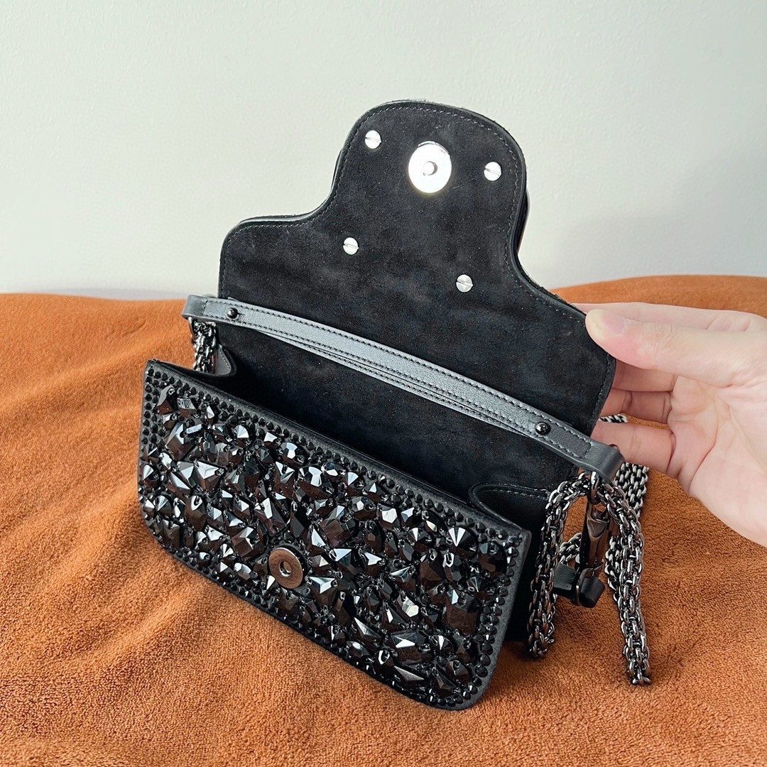 Valentino Small Loco Shoulder Bag with Black Crystals 543