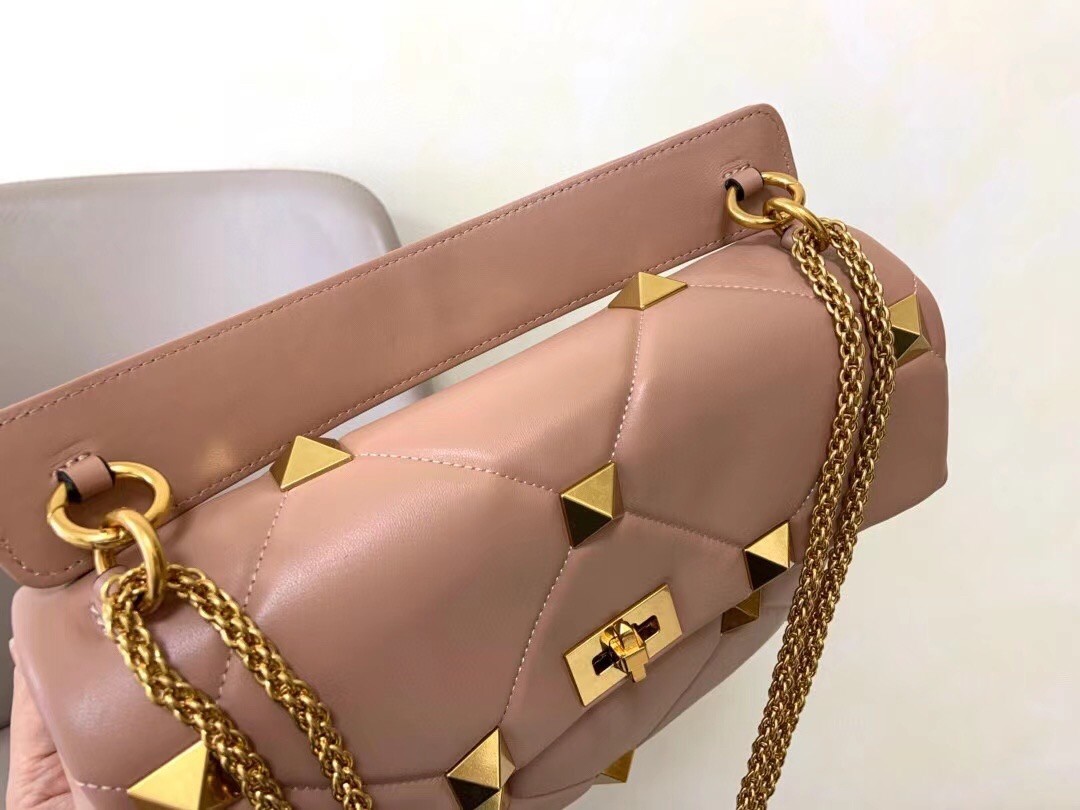 Valentino Roman Stud Chain Bag In Rose Cannelle Lambskin 574