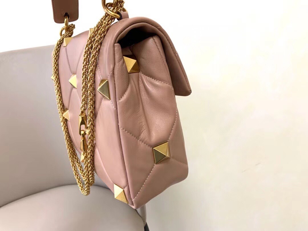 Valentino Roman Stud Chain Bag In Rose Cannelle Lambskin 574