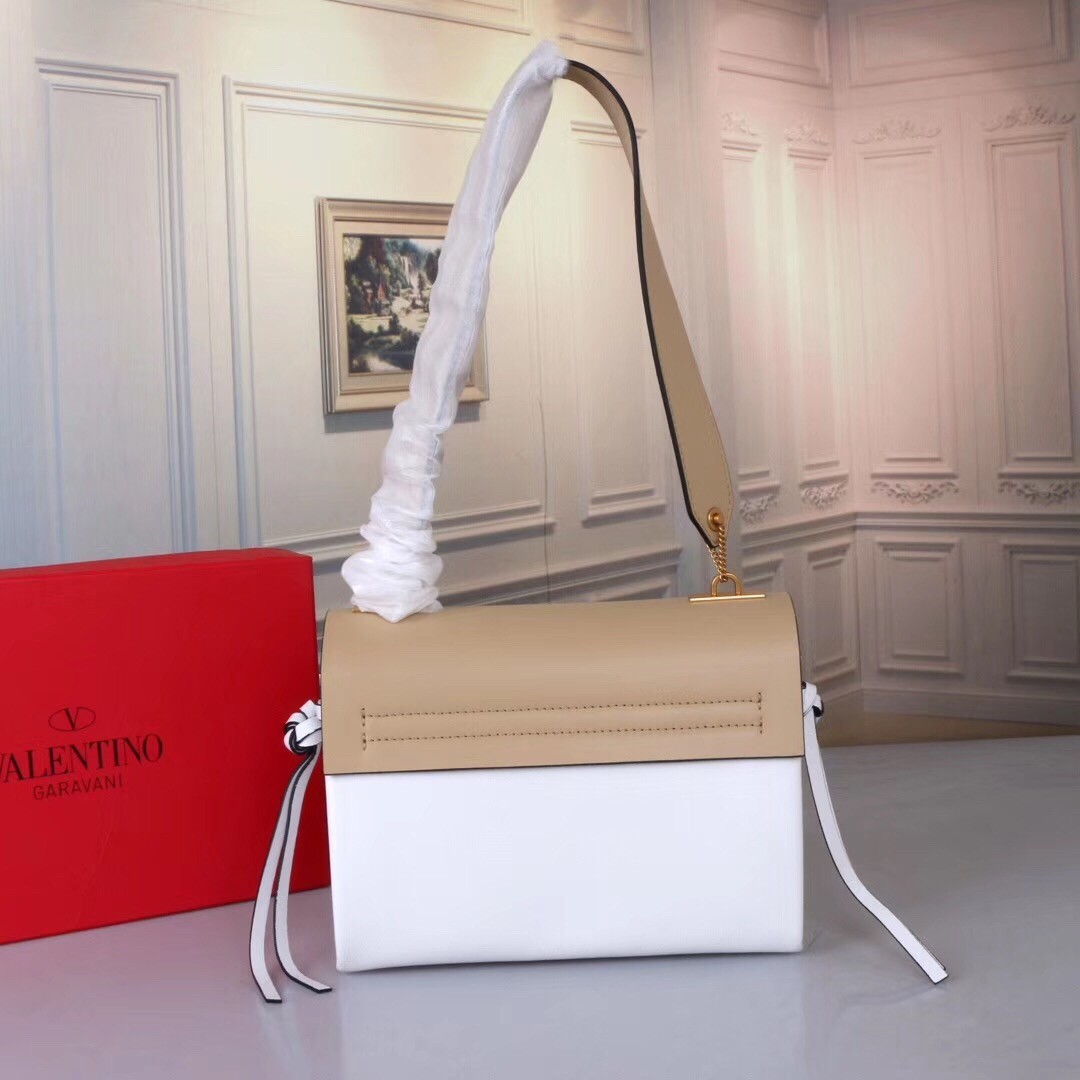 Valentino Garavani Beige/White Small VRing Shoulder Bag 687