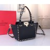 Valentino Mini Rockstud Tote In Black Grain Calfskin 767