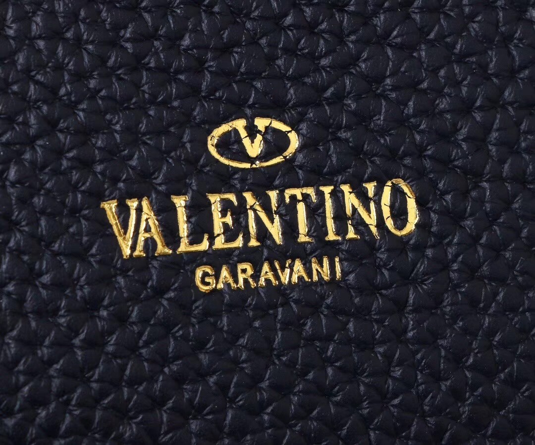 Valentino Mini Rockstud Tote In Black Grain Calfskin 767