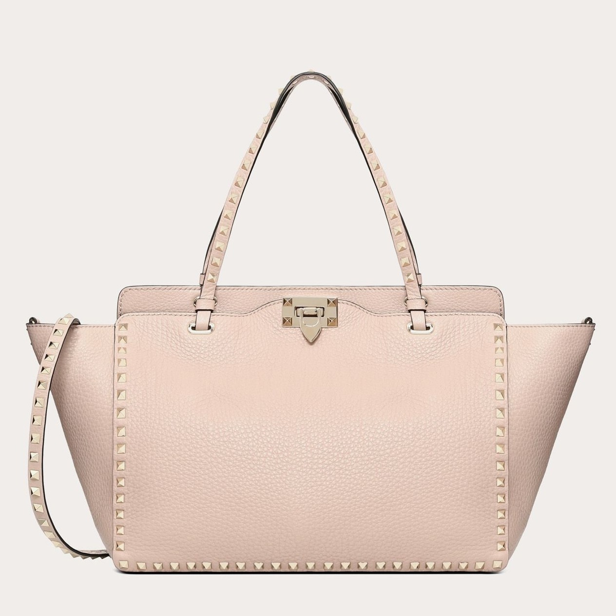 Valentino Medium Rockstud Tote In Poudre Grain Calfskin 797