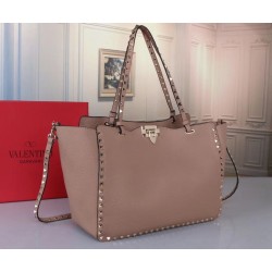 Valentino Medium Rockstud Tote In Poudre Grain Calfskin 797