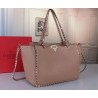 Valentino Medium Rockstud Tote In Poudre Grain Calfskin 797