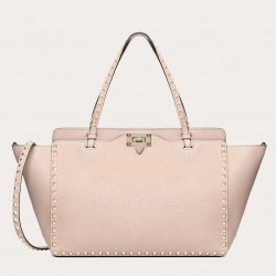 Valentino Medium Rockstud Tote In Poudre Grain Calfskin 797