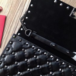 Valentino Rockstud Spike Chain Clutch In Crinkled Lambskin 836