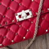 Valentino Rockstud Spike Chain Clutch In Red Lambskin 868