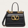 Valentino Rockstud Alcove Medium Top Handle Bag In Black Calfskin 466