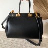 Valentino Rockstud Alcove Medium Top Handle Bag In Black Calfskin 466