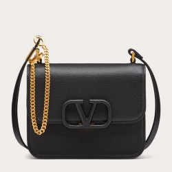 Valentino Small Vsling Shoulder Bag In Black Grainy Leather 271