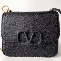 Valentino Small Vsling Shoulder Bag In Black Grainy Leather 271