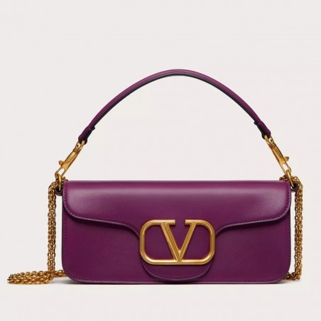 Valentino Loco Large Shoulder Bag In Purple Calfskin 310