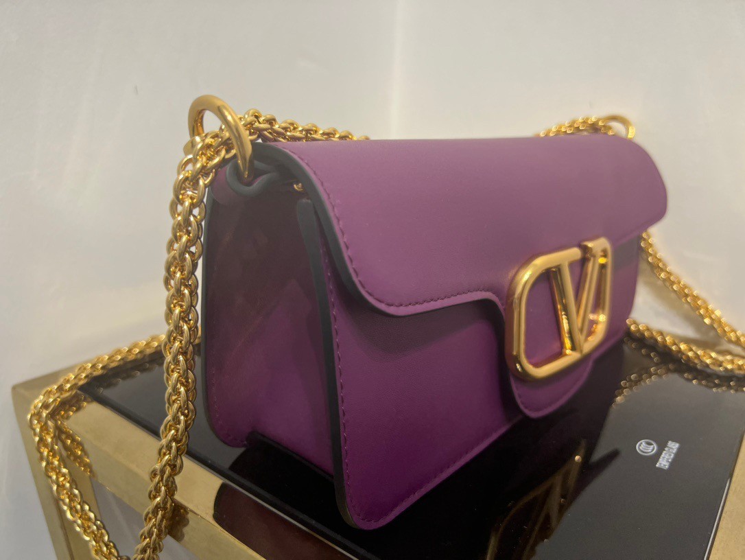 Valentino Loco Large Shoulder Bag In Purple Calfskin 310