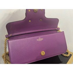 Valentino Loco Large Shoulder Bag In Purple Calfskin 310