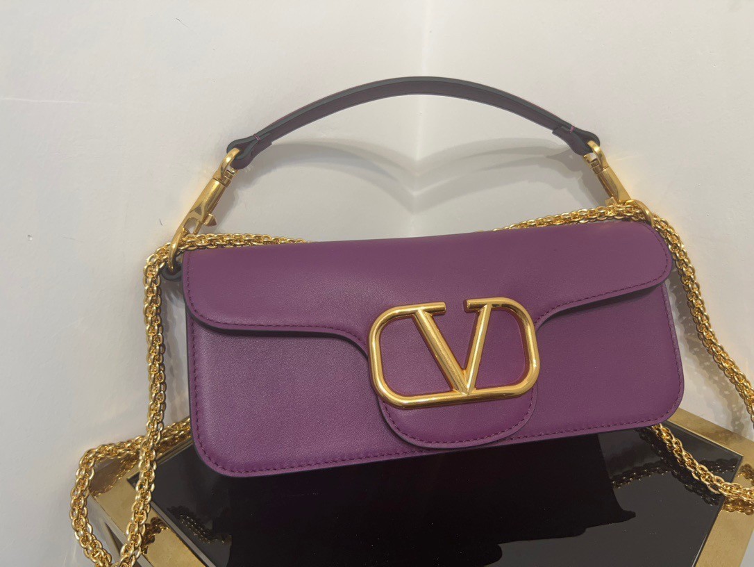 Valentino Loco Large Shoulder Bag In Purple Calfskin 310