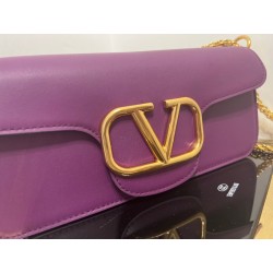 Valentino Loco Large Shoulder Bag In Purple Calfskin 310