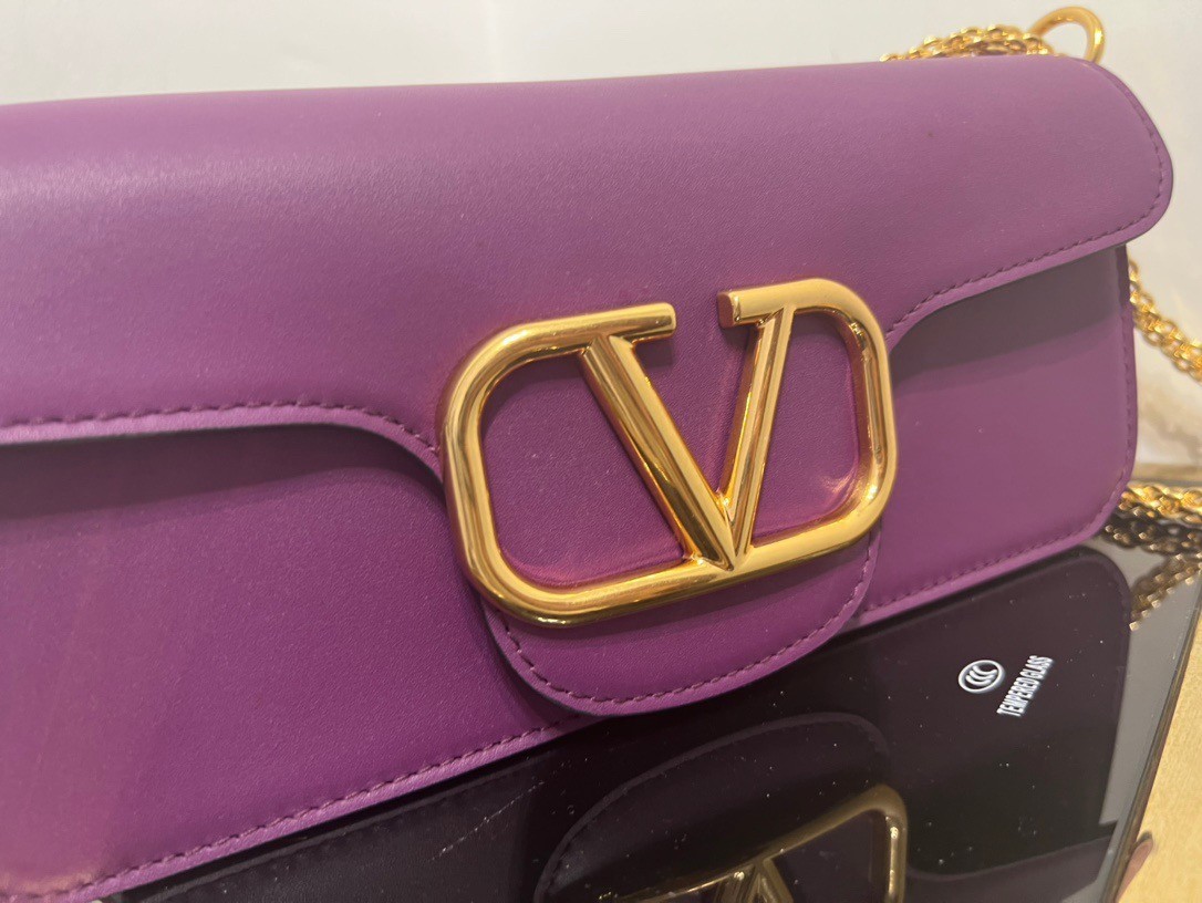 Valentino Loco Large Shoulder Bag In Purple Calfskin 310