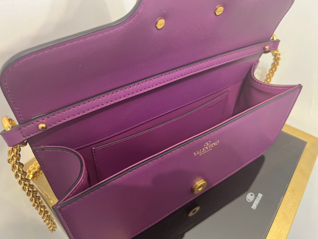 Valentino Loco Large Shoulder Bag In Purple Calfskin 310