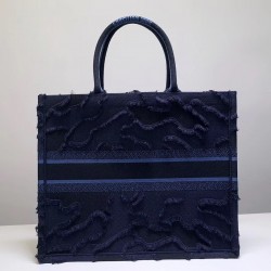 Dior Book Tote Bag In Blue Camouflage Embroidered Canvas 231