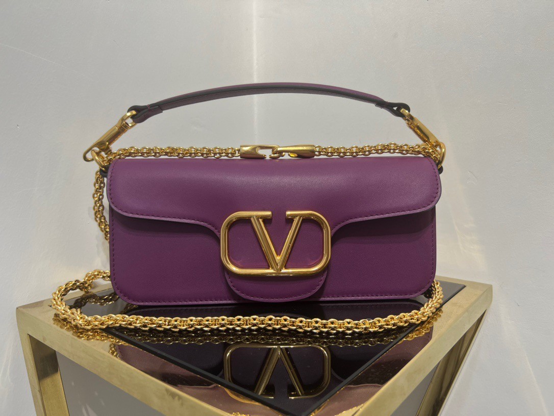 Valentino Loco Large Shoulder Bag In Purple Calfskin 310