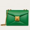 Valentino One Stud Chain Bag In Green Nappa Leather 358