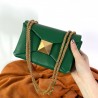 Valentino One Stud Chain Bag In Green Nappa Leather 358