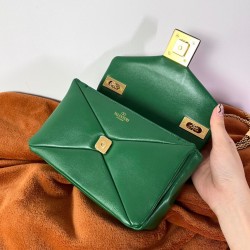 Valentino One Stud Chain Bag In Green Nappa Leather 358