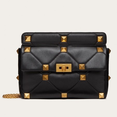 Valentino Roman Stud Chain Bag In Black Lambskin 240