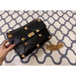 Valentino Roman Stud Chain Bag In Black Lambskin 240