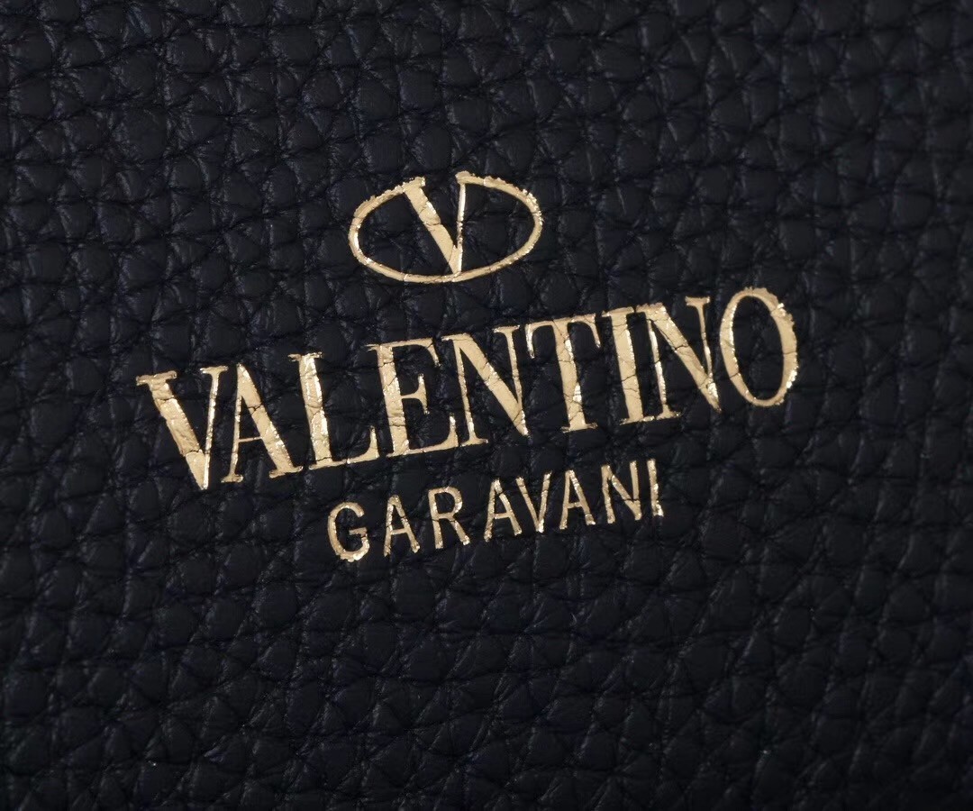 Valentino Medium Rockstud Tote In Black Grain Calfskin 268
