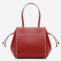 Valentino Red Rockstud Double Handle Drawstring Bag 044