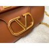 Valentino Stud Sign Shoulder Bag In Brown Nappa Leather 075