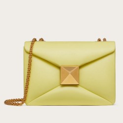 Valentino One Stud Chain Bag In Yellow Nappa Leather 109