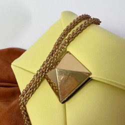 Valentino One Stud Chain Bag In Yellow Nappa Leather 109