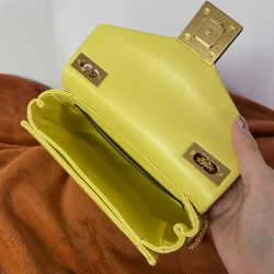 Valentino One Stud Chain Bag In Yellow Nappa Leather 109